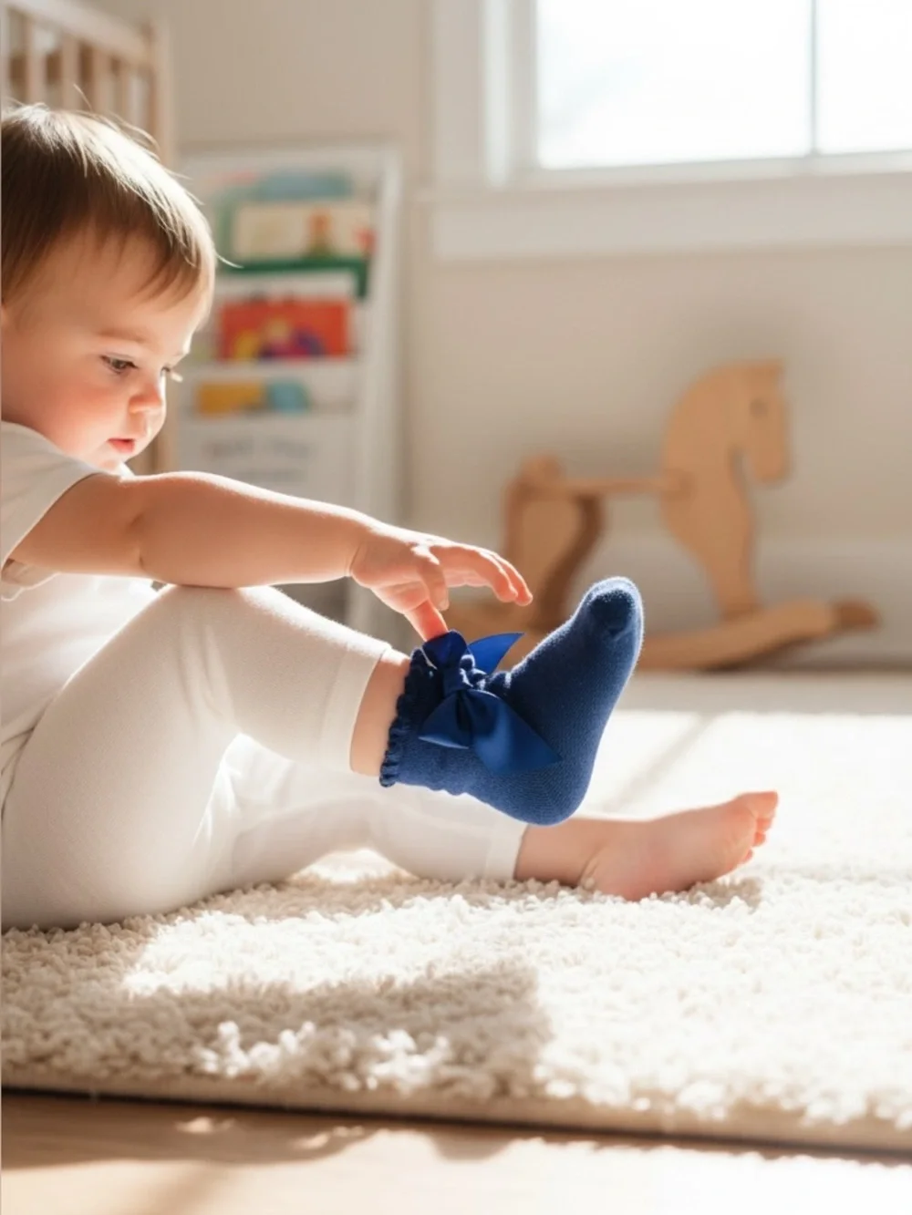 Baby Girl Blue Bow Socks
